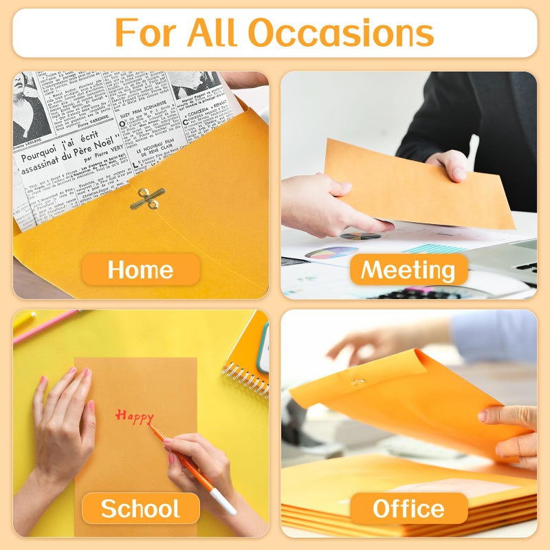 Bazyrock 20 Pcs 9 x 12 Inch Manilla Envelopes,Kraft Envelopes with Clasp Closure and Gummed Seal for Office Document School Business Home - Image 5